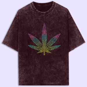 Colourful Leaf Acid Wash Oversized T-Shirt