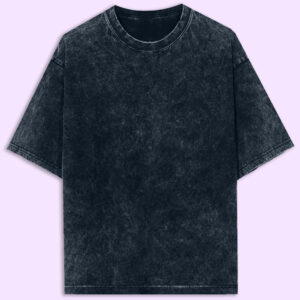 Plain Navy Blue Acid Wash Oversized T-Shirt