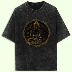 Buddha Mandala Acid Wash Oversized T-Shirt