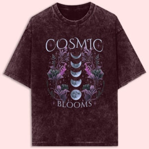 Cosmic Blooms Acid Wash Oversized T-Shirt