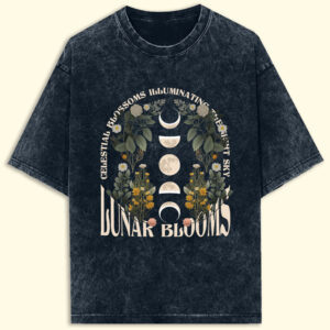 Lunar Blooms Acid Wash Oversized T-Shirt